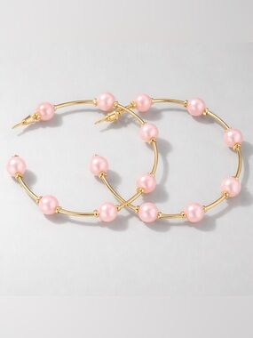 Pink Pearl Hoop Earrings